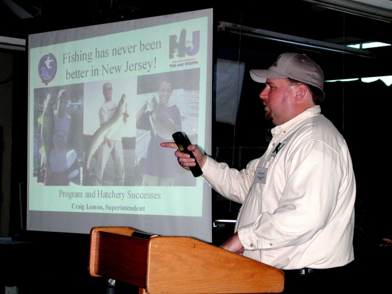 Craig Lemons of NJF&W giving a presentation on muskies at the Hackettstown hatchery